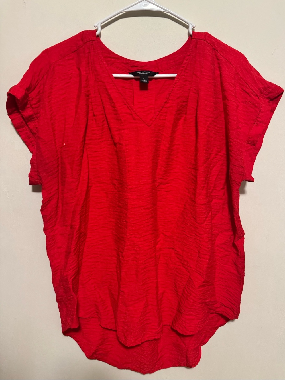 Simply Vera Vera Wang Red V-Neck Short Sleeve Top